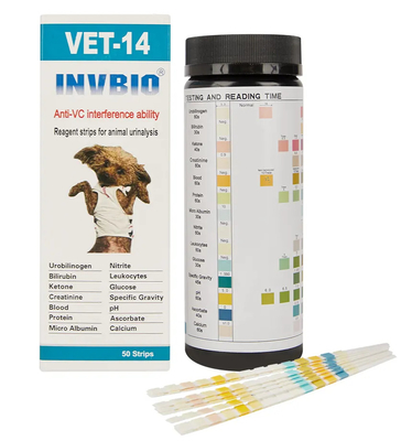ब्रांड INVBIO फास्ट डिलीवरी VET पेट यूरिन टेस्ट स्ट्रिप्स 14 पैरामीटर्स सुपर मार्केट