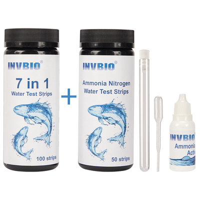 Invbio 7 इन 1 फिश एक्वेरियम वाटर टेस्ट स्ट्रिप्स अमोनिया नाइट्रोजन टेस्ट किट