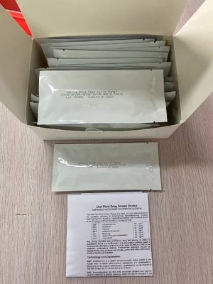 6 मल्टी पैनल ओरल फ्लुइड FDA ड्रग एब्यूज टेस्ट किट AMP / MET / COC / OPI / THC / BZO